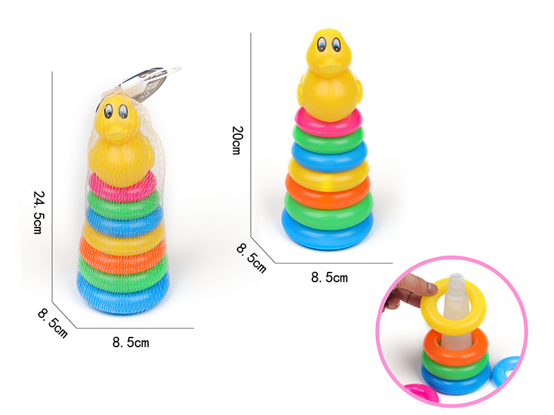 7-Layer Rainbow Tower Stacking Rings Toys(Duck)