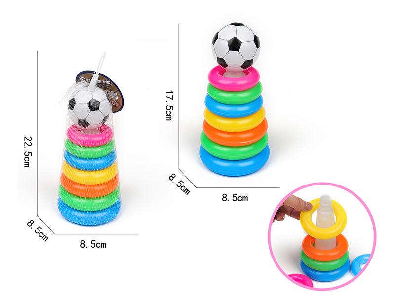 7-Layer Rainbow Tower Stacking Rings Toys(Football)