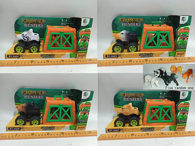 Friction 4Wd Dinosaur Car+1 Cage+1 Animal