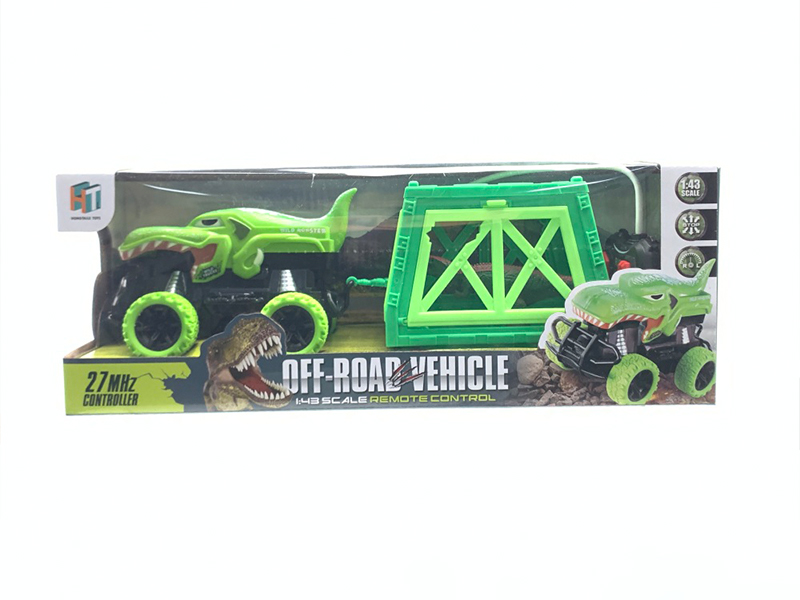 1:43 R/C Off Road Vehicle+Cage+Dinosaur