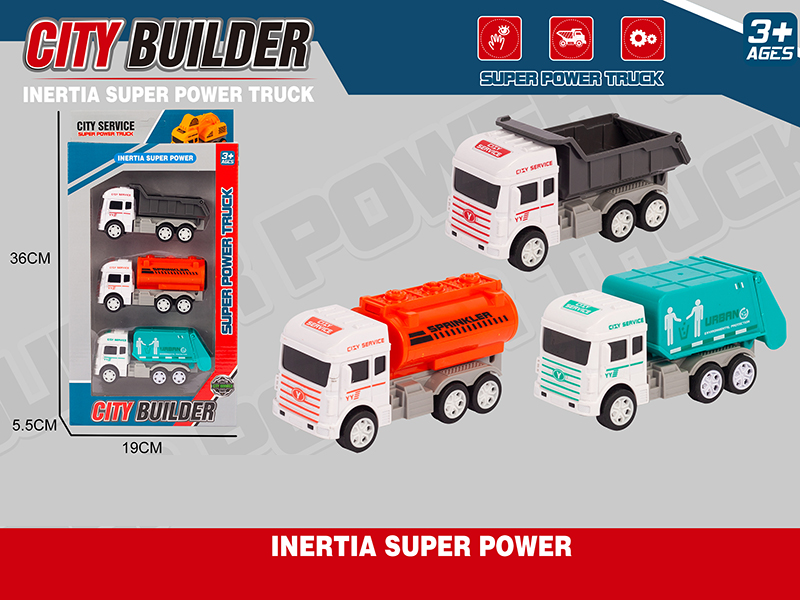 Friction Sanitation Truck 3pcs