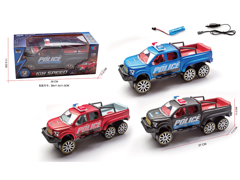 1:16 B/O Go And Bump Six Wheel Ford Pickup Police Car With Light And Music