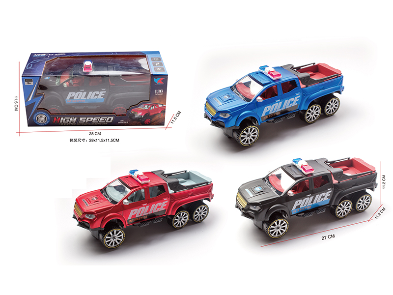 1:16 B/O Go And Bump Six Wheel Mercedes Benz Pickup Police Car With Light And Music