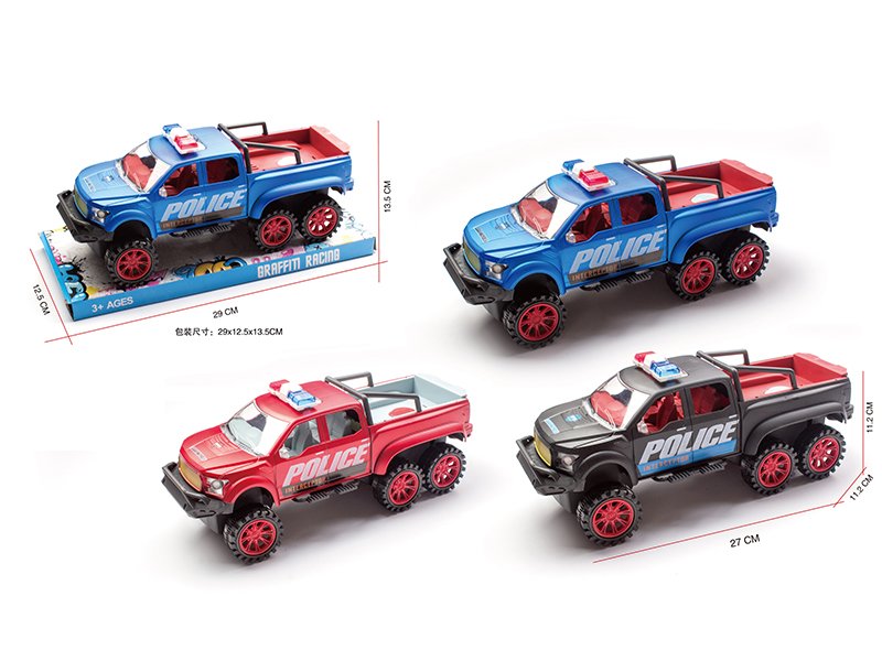 1:16 Six Wheel Ford Pickup Friction Police Car