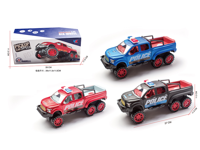 1:16 Six Wheel Ford Pickup Friction Police Car