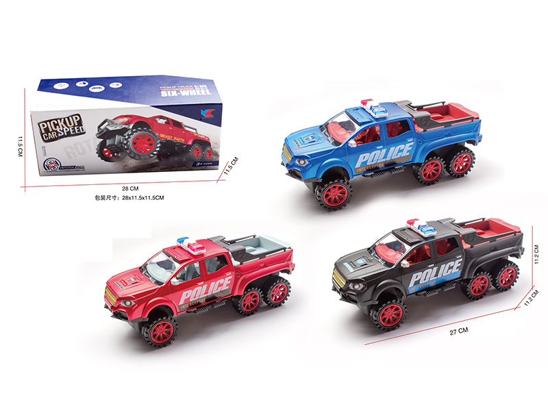 1:16 Six Wheel Mercedes Pickup Friction Police Car