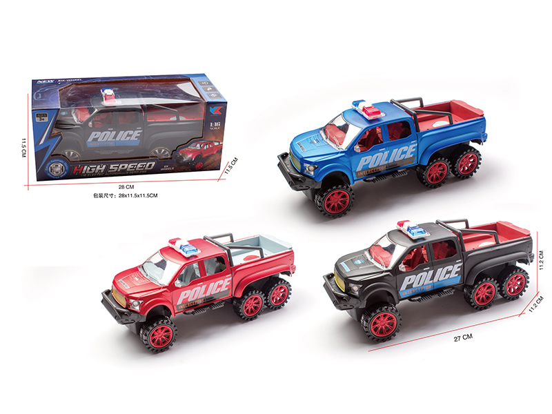 1:16 Six Wheel Ford Pickup Friction Police Car