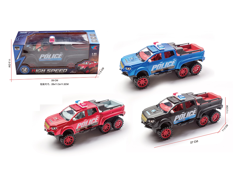 1:16 Six Wheel Mercedes Pickup Friction Police Car