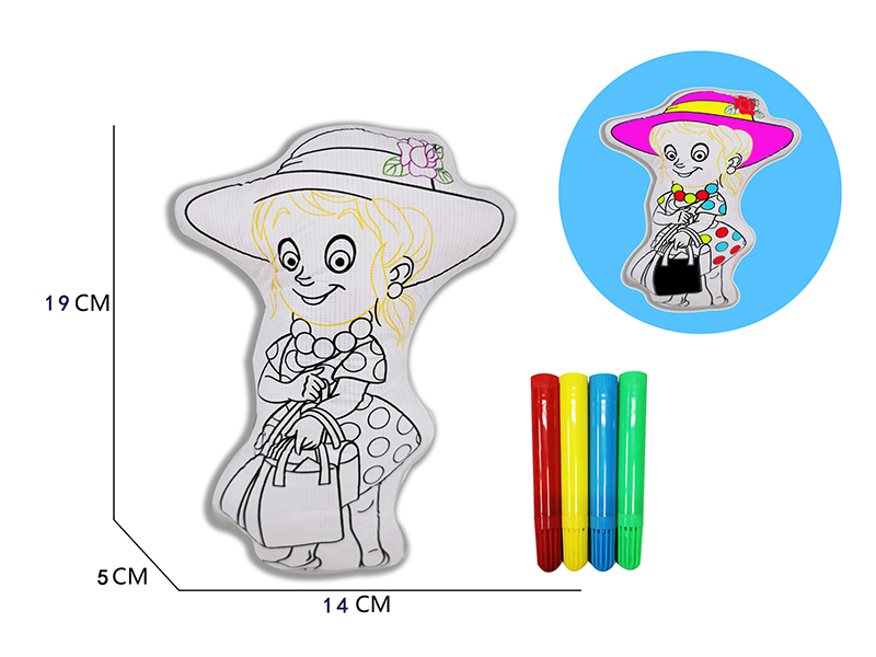 DIY Coloured Drawing Straw Hat Girl Toys