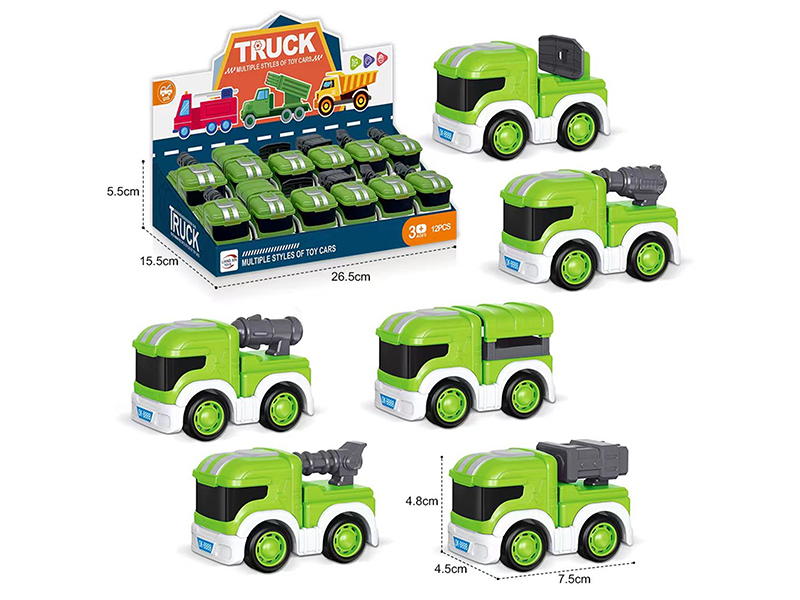12PCS Cartoon Pull Back Military Vehicle