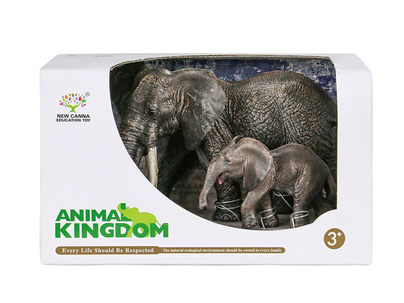 Wild Elephant Animal Models 2pcs