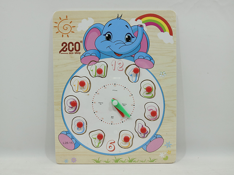 Wooden Elephant Clock Hand Grab Puzzle