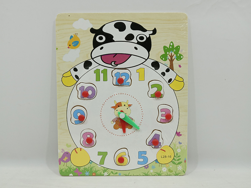 Wooden Cow Clock Hand Grab Puzzle