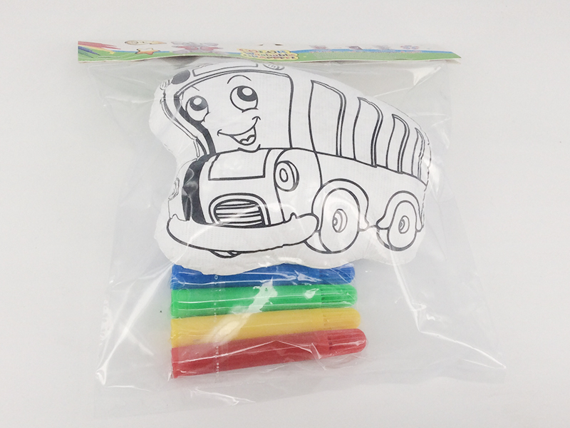 Creative DIY Stuffed Washable Coloring Toys - Bus