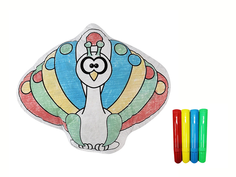 Creative DIY Stuffed Washable Coloring Toys - Peacock