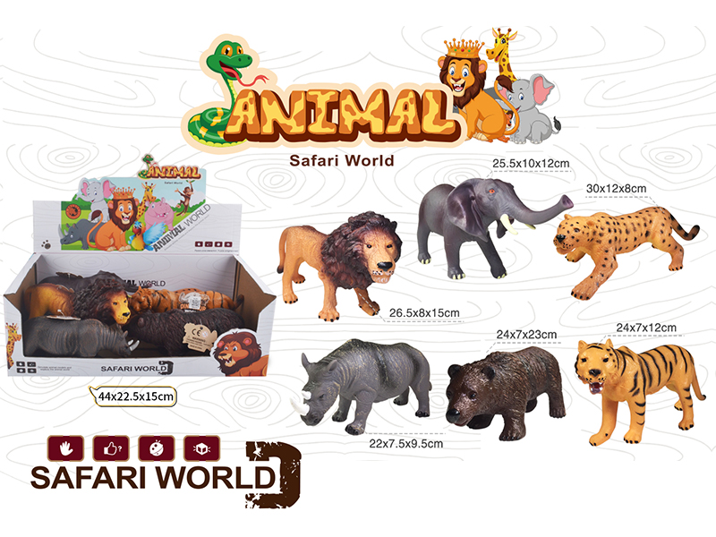 6PCS Simulation Vinyl Animal Toy