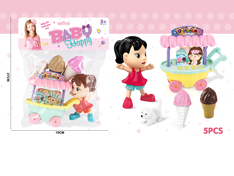 Cartoon Doll + Slide Ice Cream Cart