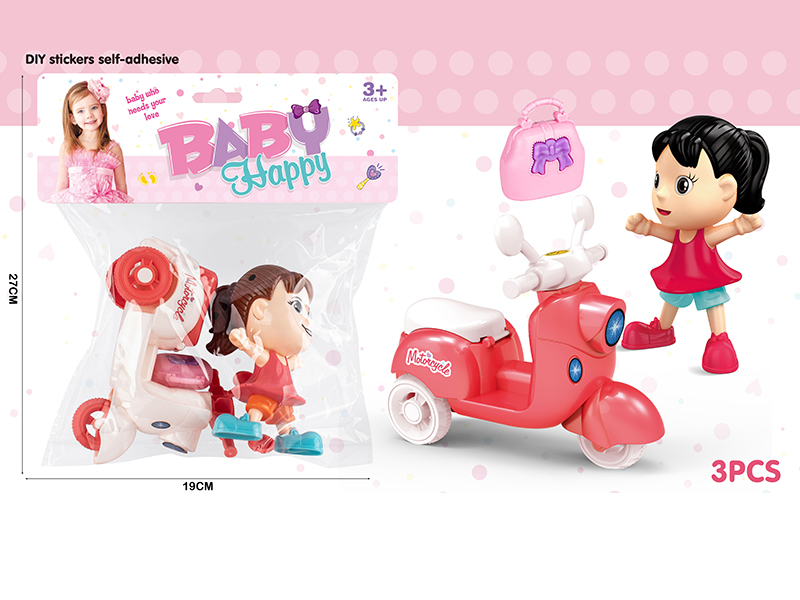 Cartoon Doll + Slide Motorcycle