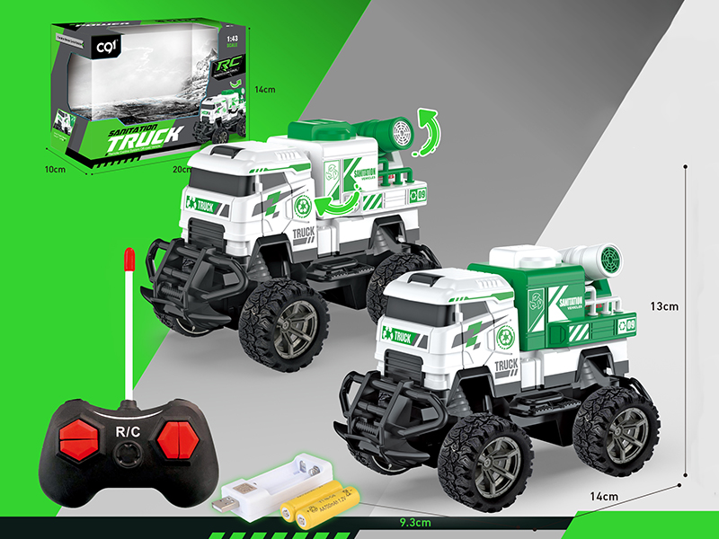 1:43 4-Channel Remote Control Sanitation Truck With Light(Inclded Batteries)