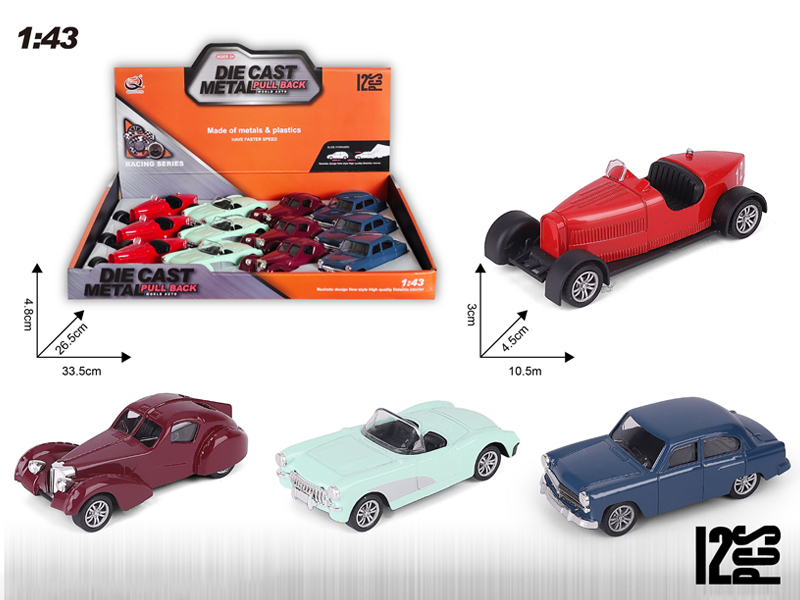 12PCS 1:43 Alloy Pull Back Car