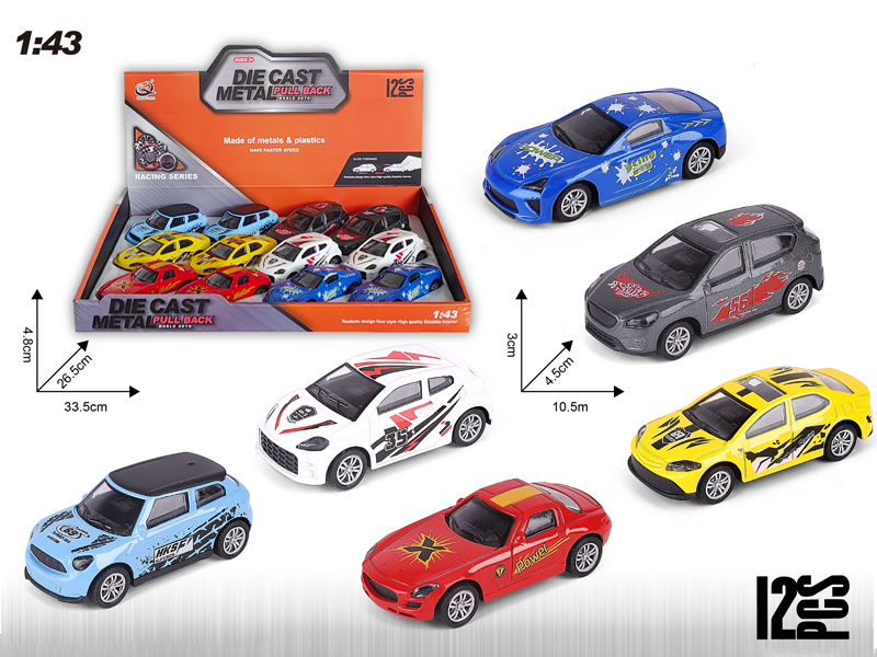 12PCS 1:43 Alloy Pull Back Car