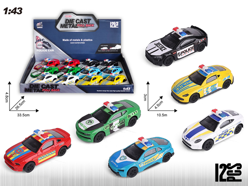 12PCS 1:43 Alloy Pull Back Car