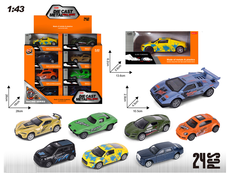 12PCS 1:43 Alloy Pull Back Car