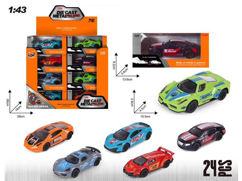 24PCS 1:43 Alloy Pull Back Car