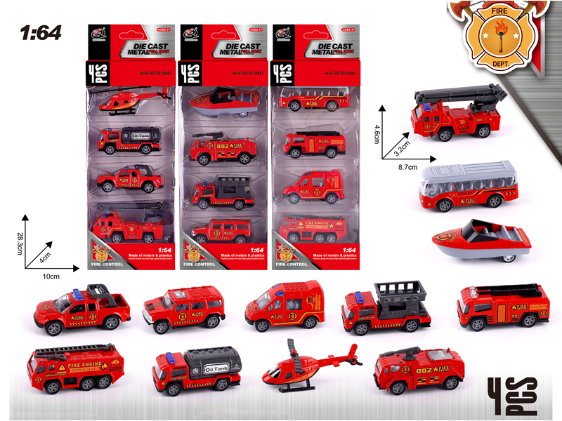 4PCS 1:64 Alloy Pull Back Car