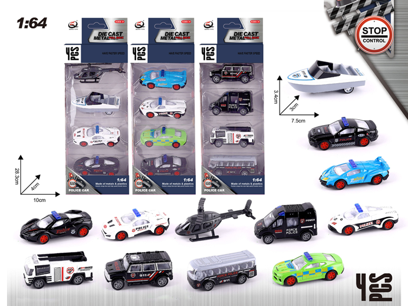 4PCS 1:64 Alloy Pull Back Car