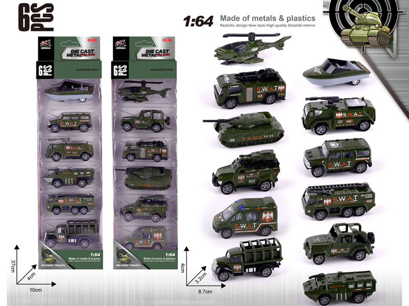 6PCS 1:64 Alloy Pull Back Car