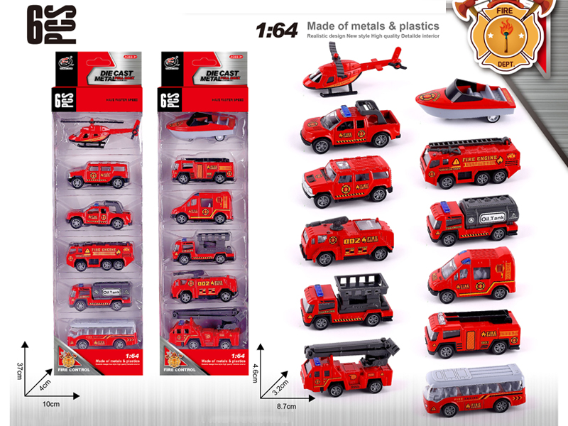 6PCS 1:64 Alloy Pull Back Car