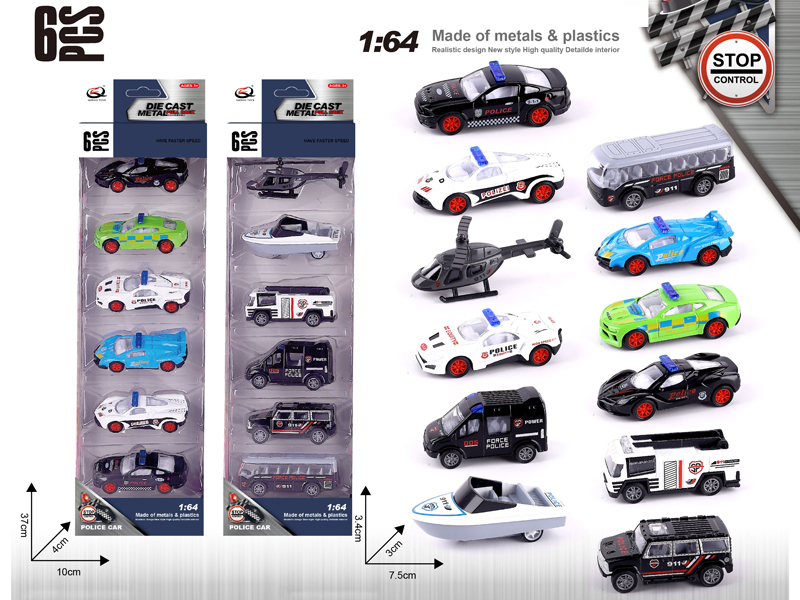 6PCS 1:64 Alloy Pull Back Car