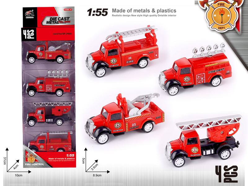 4PCS 1:55 Alloy Pull Back Car