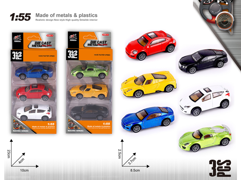 3PCS 1:55 Alloy Pull Back Car