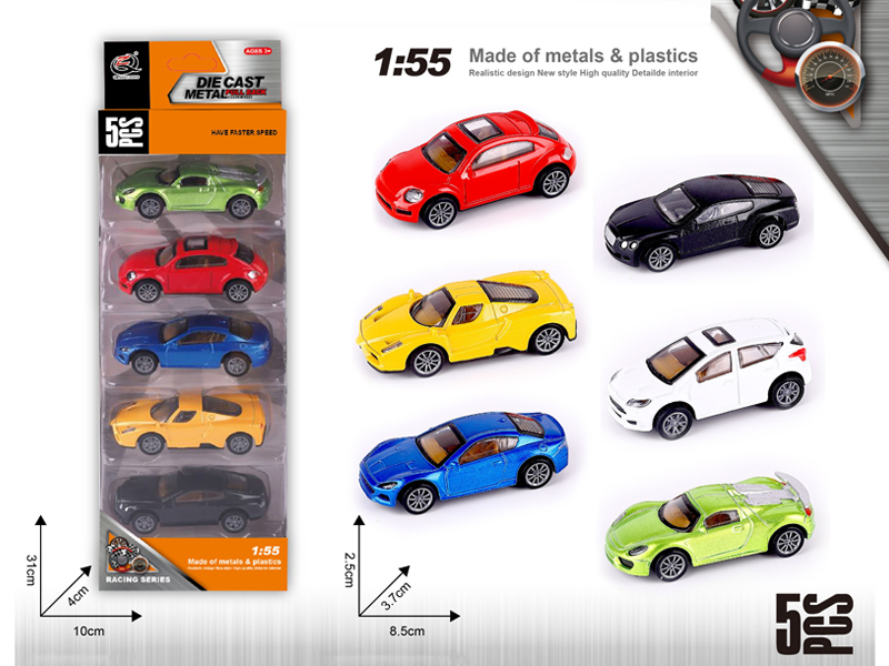 5PCS 1:55 Alloy Pull Back Car