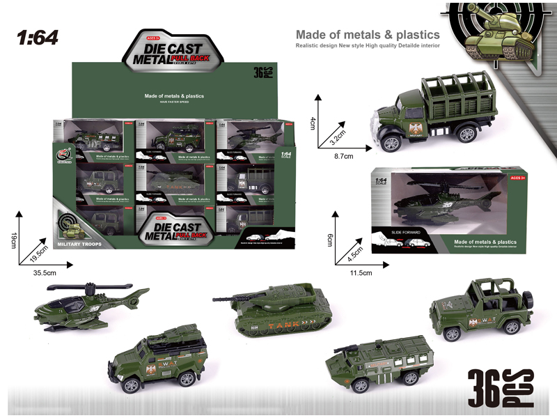 36PCS 1:64 Alloy Pull Back Car