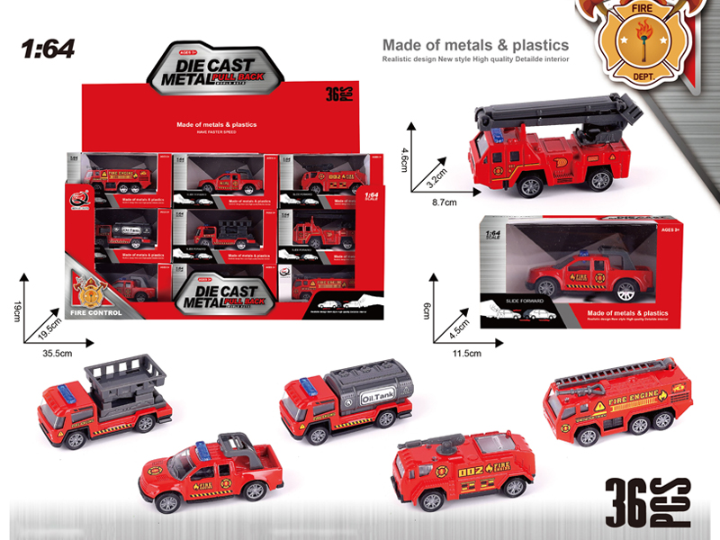 36PCS 1:64 Alloy Pull Back Car