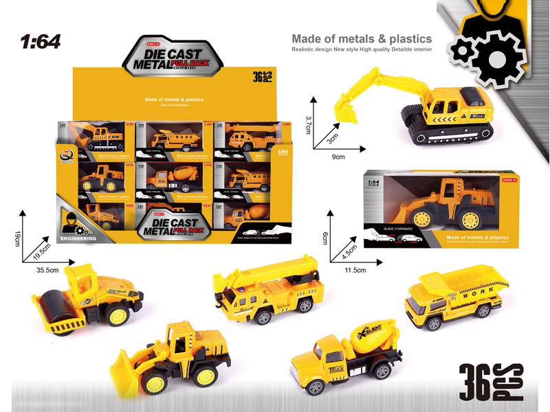 36PCS 1:64 Alloy Pull Back Car