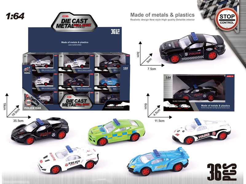 36PCS 1:64 Alloy Pull Back Car