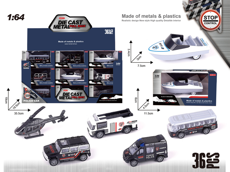 36PCS 1:64 Alloy Pull Back Car