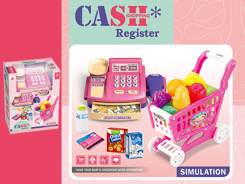 Cash Register + Fruit Shopping Cart Set(Three Switching Mode Functions)