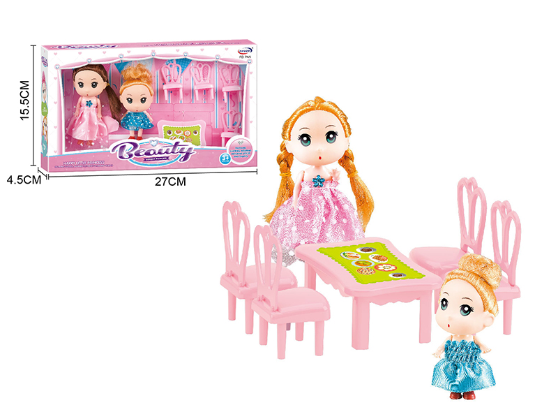 Dining Table And Chair + Dolls