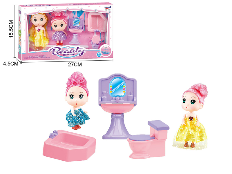 Doll With Bathroom Set
