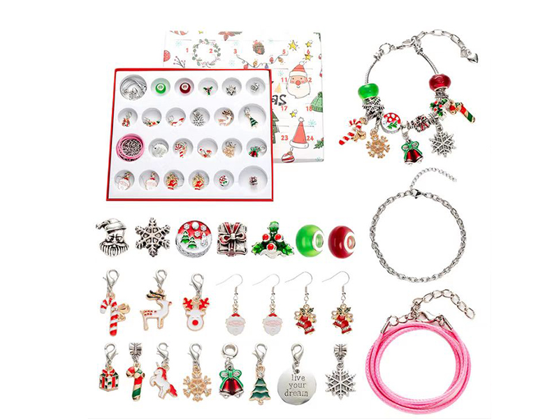 Golden Christmas Theme DIY Bracelet + Earrings 24pcs