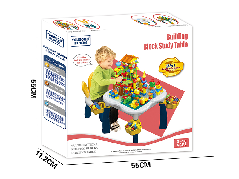 Multifunctional Building Block Study Table + 105pcs Biulding Blocks + 1 Chair