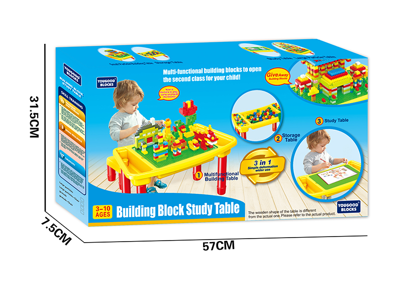 Multifunctional Building Block Study Table + 300 Small Particle Building Block +Tool +  1 Chair