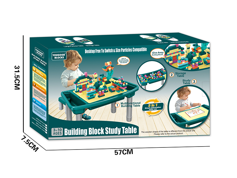 Multifunctional Building Block Study Table + 300 Small Particle Building Block + Removal Tool +  1 Chair