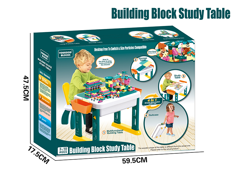 Multifunctional Building Block Study Table + 105pcs Biulding Blocks + 1 Chair