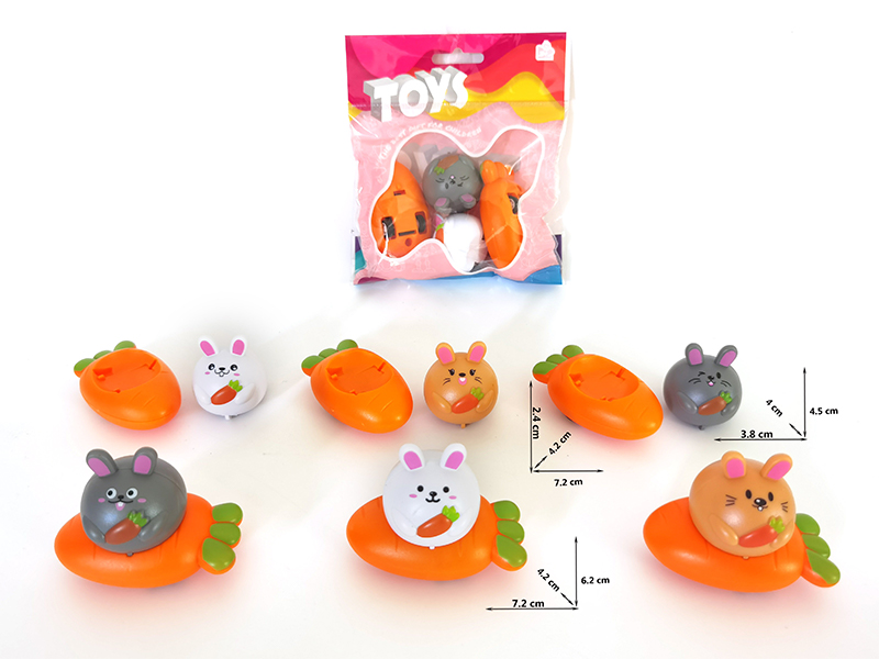 Cartoon Pull Back Radish Cart+Pull Back White Rabbit Cart